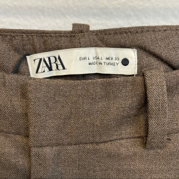 Zara Pleated Dress Trouser Pants Brown Size Large - Picture 13 of 15